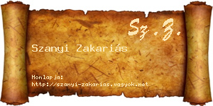 Szanyi Zakariás névjegykártya